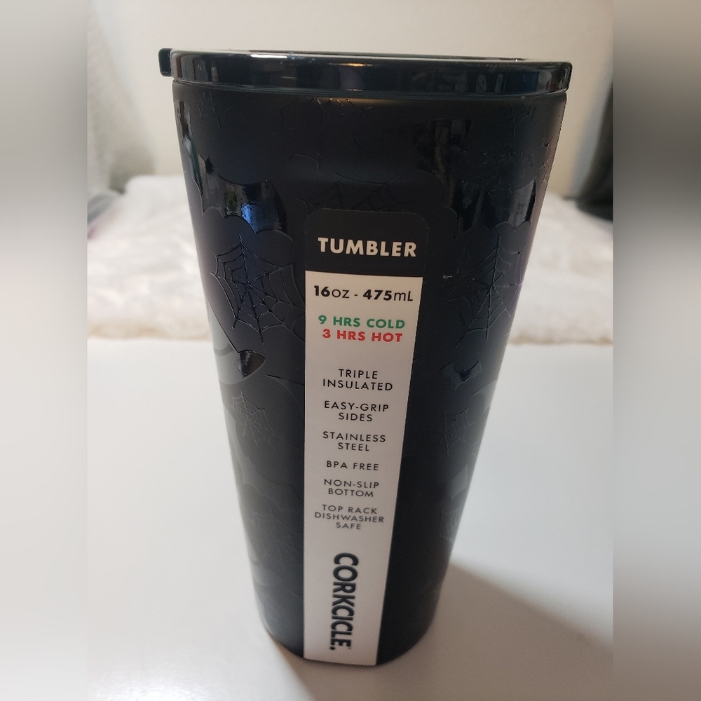 Corkcicle Midnight Black Halloween Tumbler 16oz